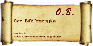 Orr Bársonyka névjegykártya
